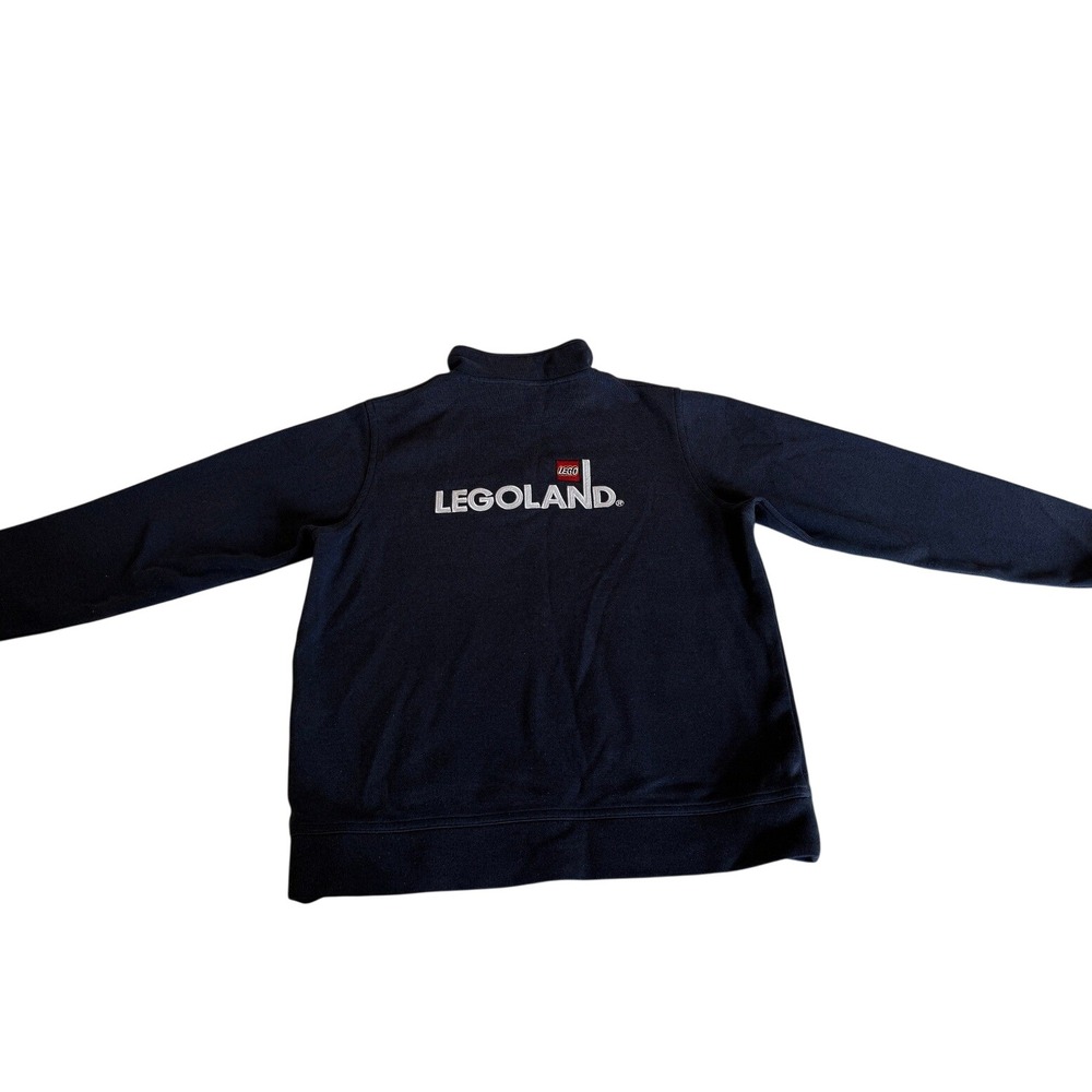 Legoland Mens Small Navy Blue Quarter Zip Pullover Sweatshirt Lego Bricks Logo